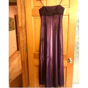 Purple Beaded Evening Gown